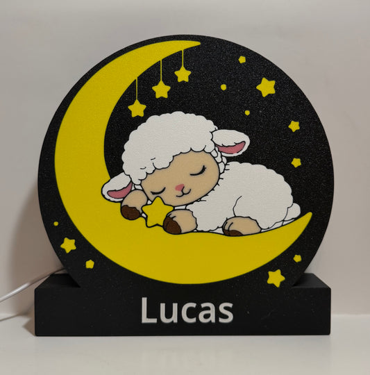 Personalized Lamb LED Night Light – Custom Name Kids Light
