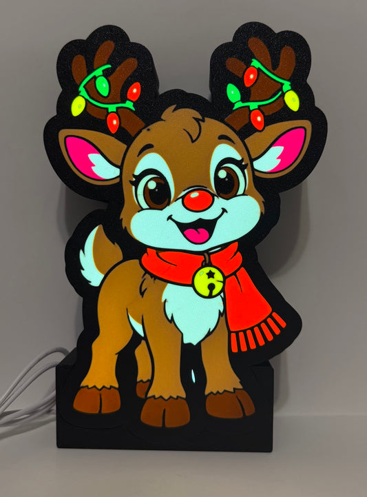 Christmas Reindeer LED Lightbox – Handmade Holiday Decor