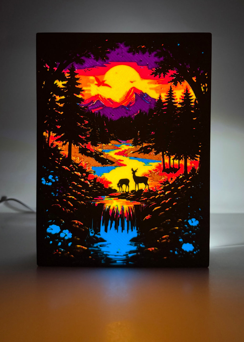 Twighlight Woodland Waterfall Lightbox (6.42"x8.66")