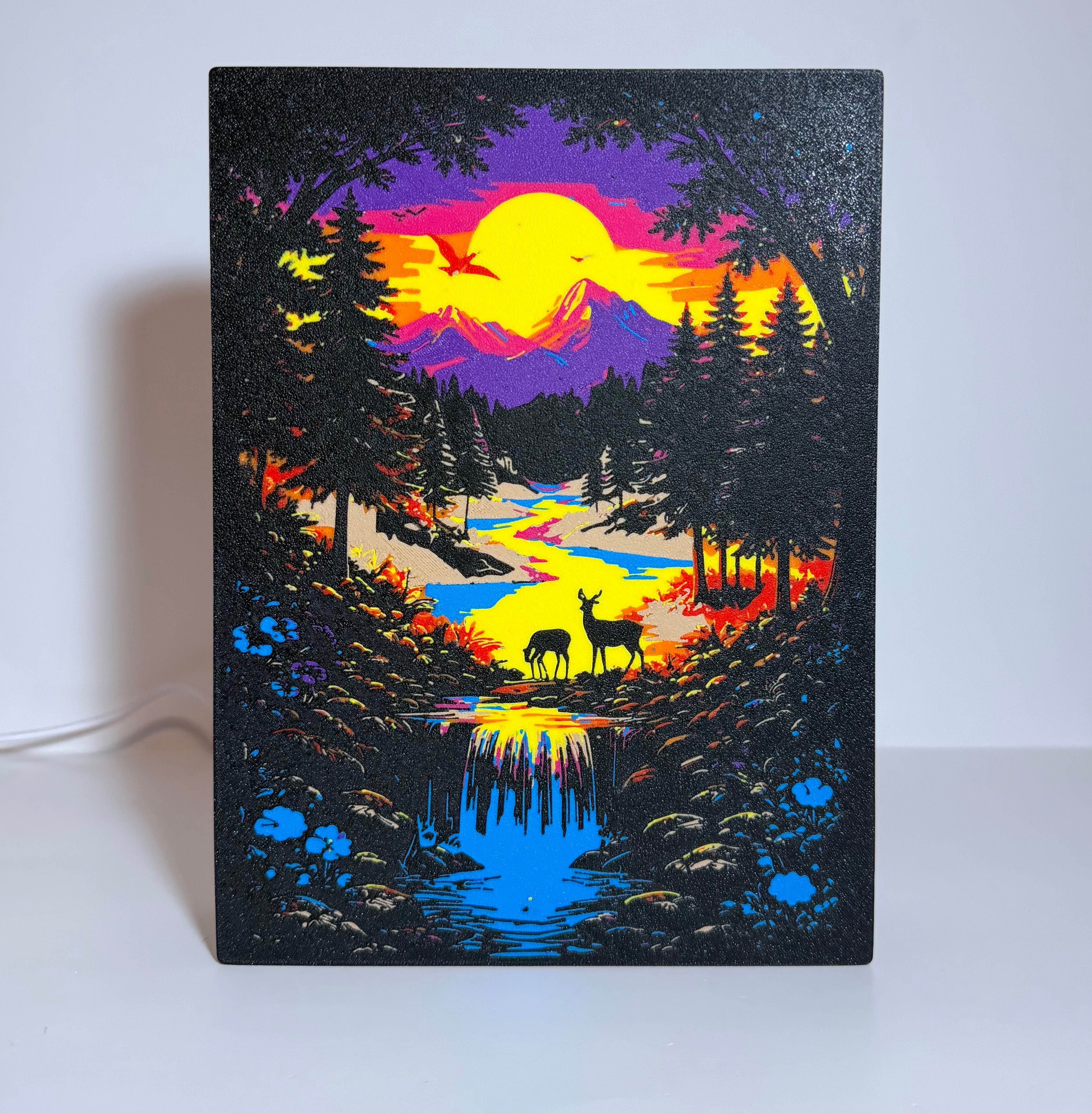 Twighlight Woodland Waterfall Lightbox (6.42"x8.66")