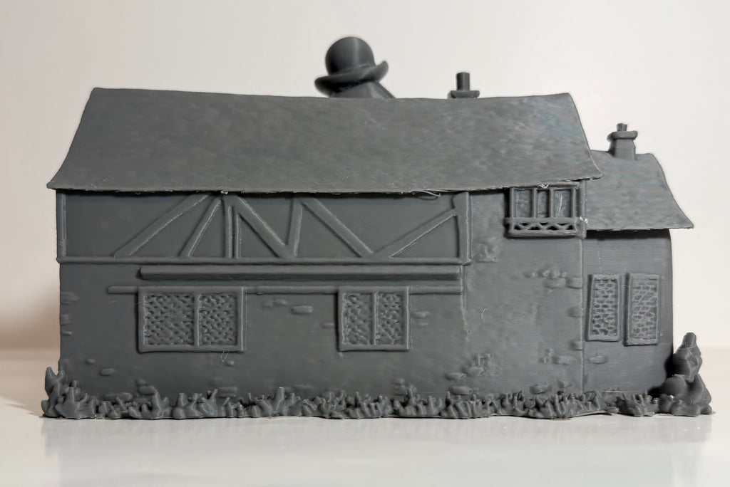 Tabletop RPG cottage terrain - back view showing fantasy architecture details