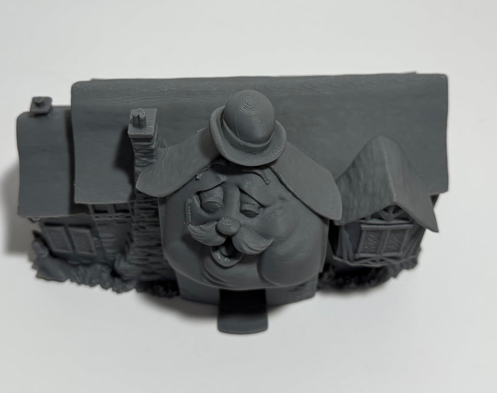 3D printed fantasy cottage - overhead view of whimsical gentleman's building terrain