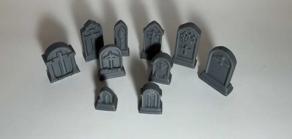 D&D cemetery terrain set - gothic tombstones and gravestones for tabletop wargaming
