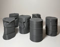 Industrial barrel and drum set - 6 piece scatter terrain for D&D and tabletop wargaming 28mm scale