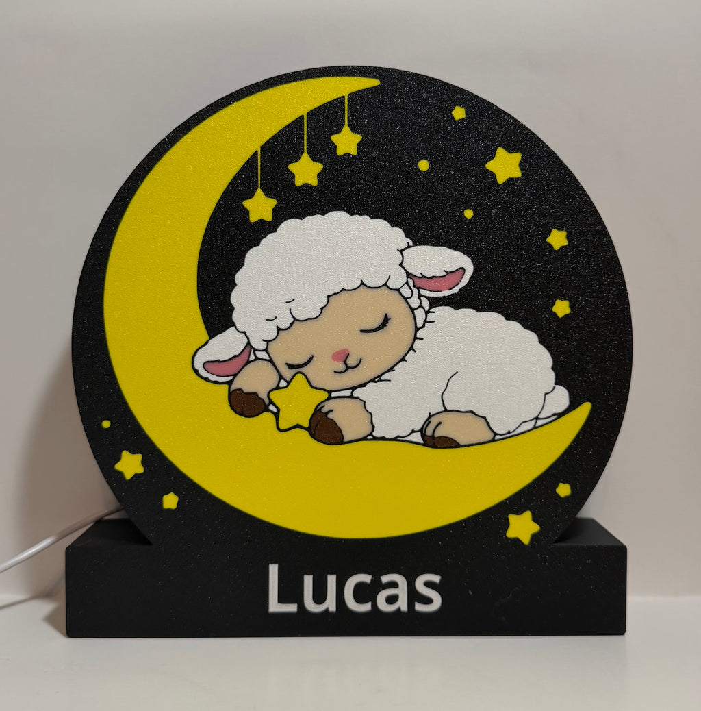 Personalized Lamb Night Light – Custom Name LED Night Light for Kids