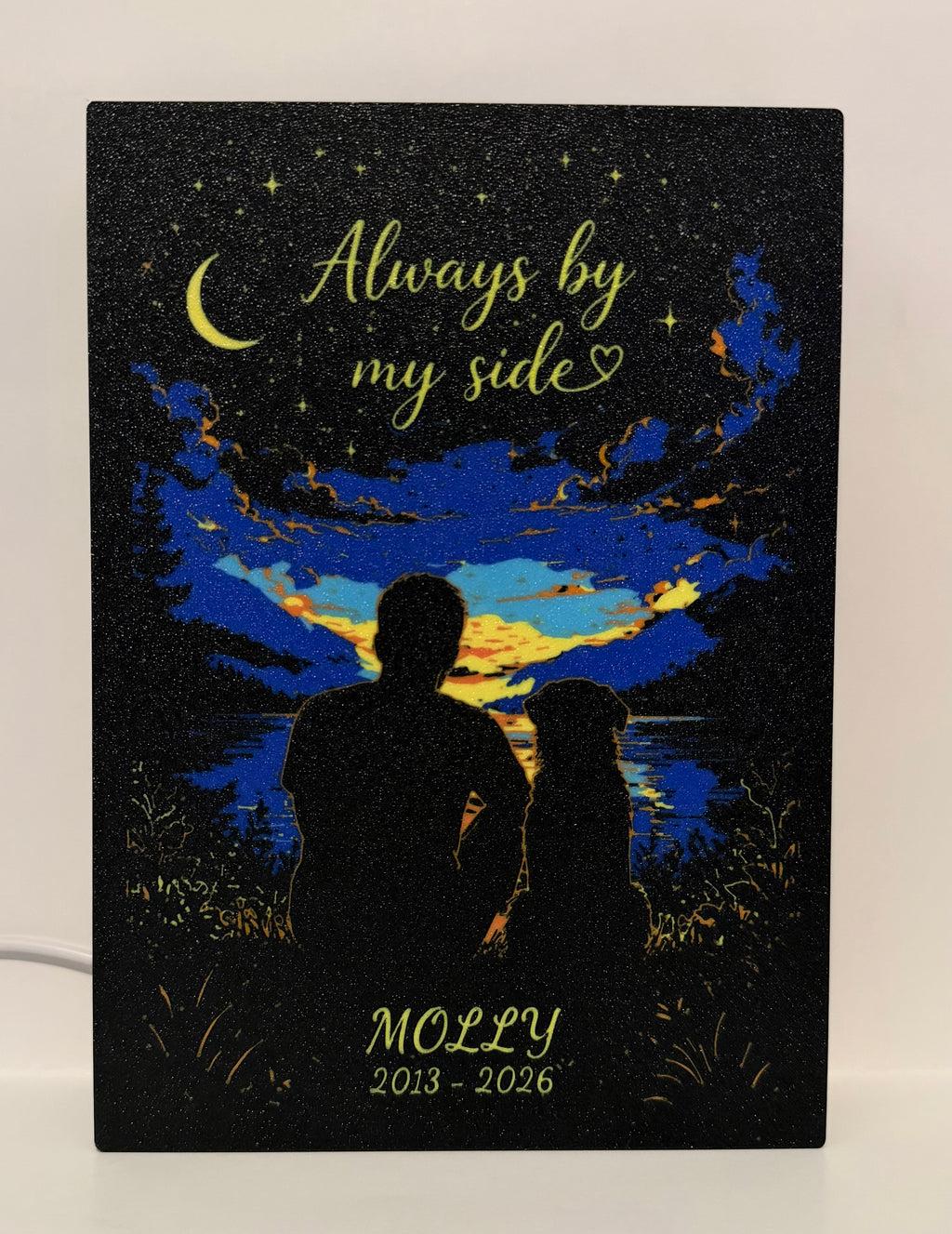 Pet Memorial Lightbox – “Always By My Side” Personalized LED Lightbox Gift for Dog or Cat
