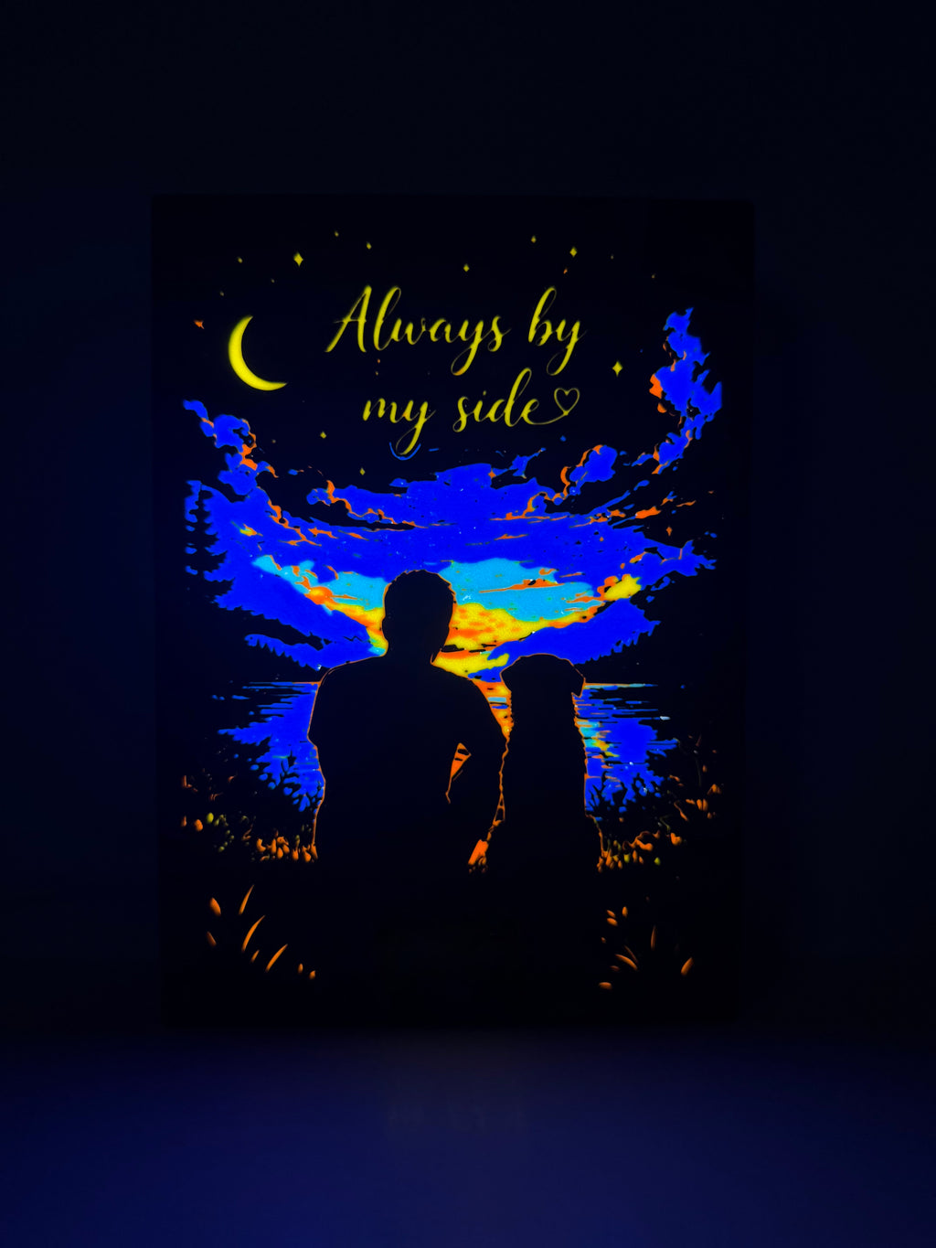 Pet Memorial Lightbox – “Always By My Side” Personalized LED Lightbox Gift for Dog or Cat