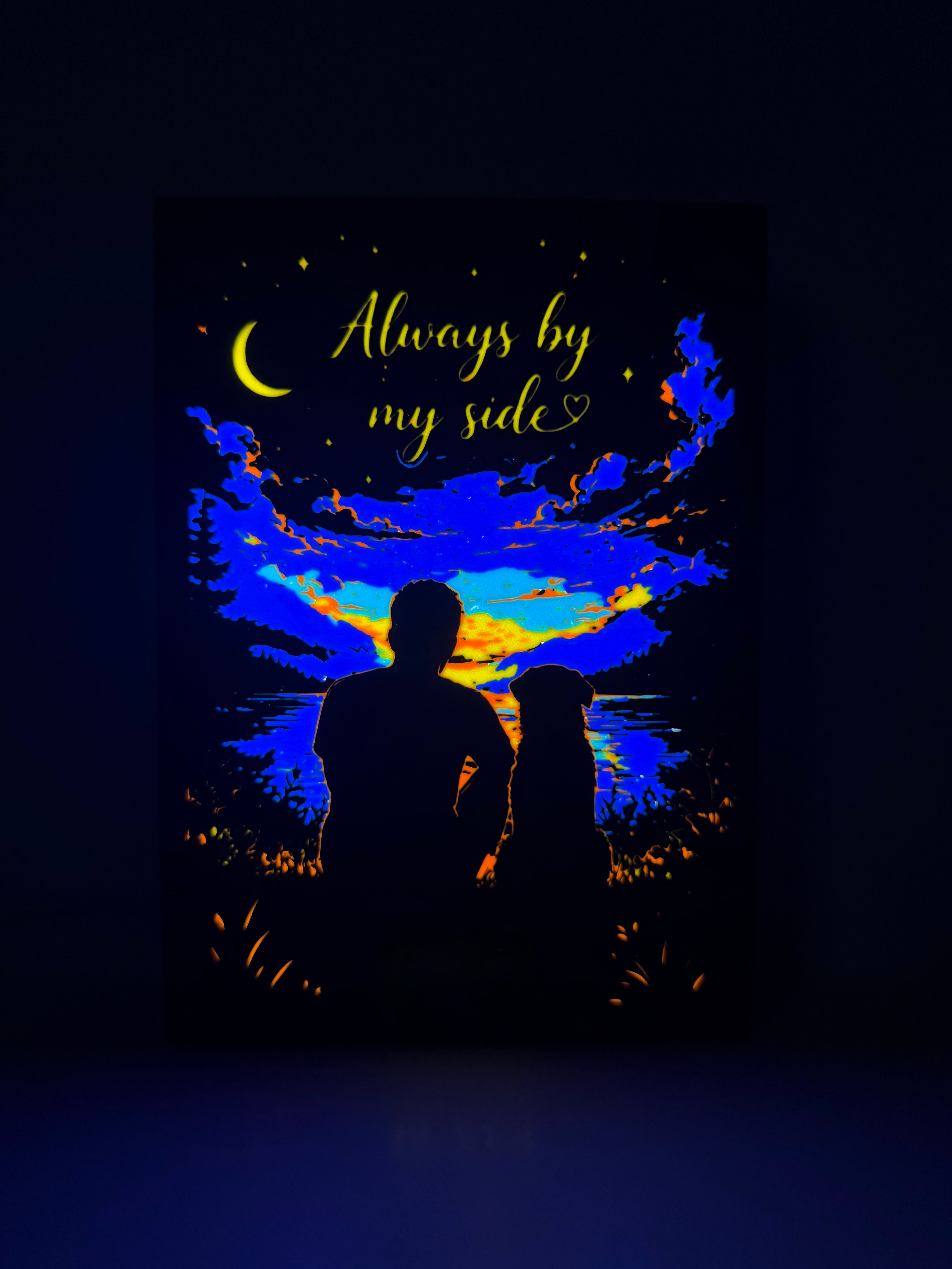Pet Memorial Lightbox – “Always By My Side” Personalized LED Lightbox Gift for Dog or Cat