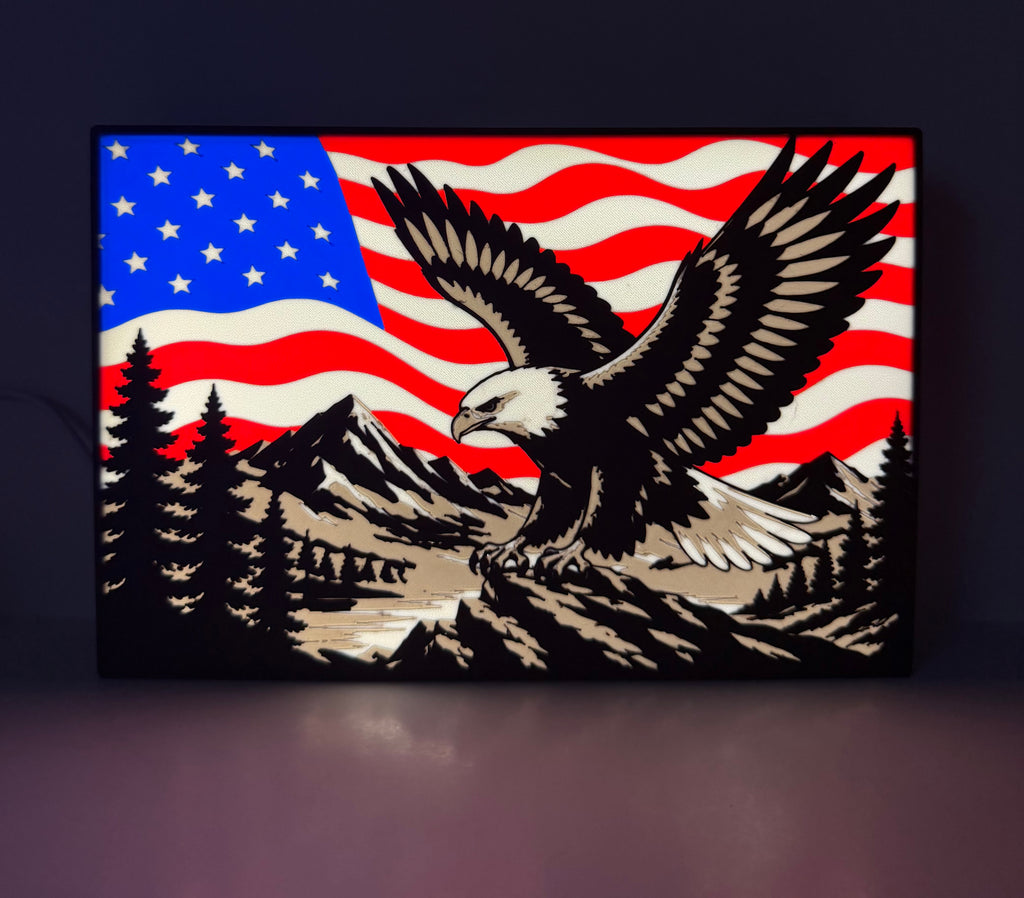 Bald Eagle LED Lightbox – Patriotic Wall or Desk Art for Home & Office