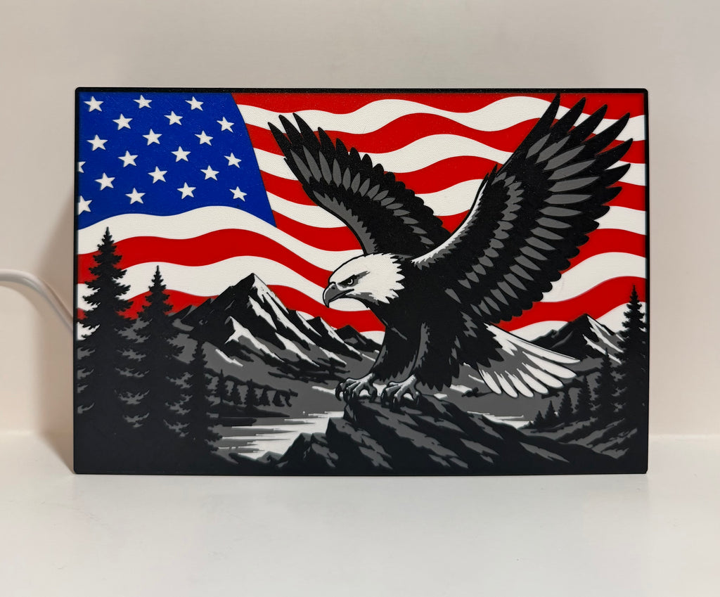 Bald Eagle LED Lightbox – Patriotic Wall or Desk Art for Home & Office