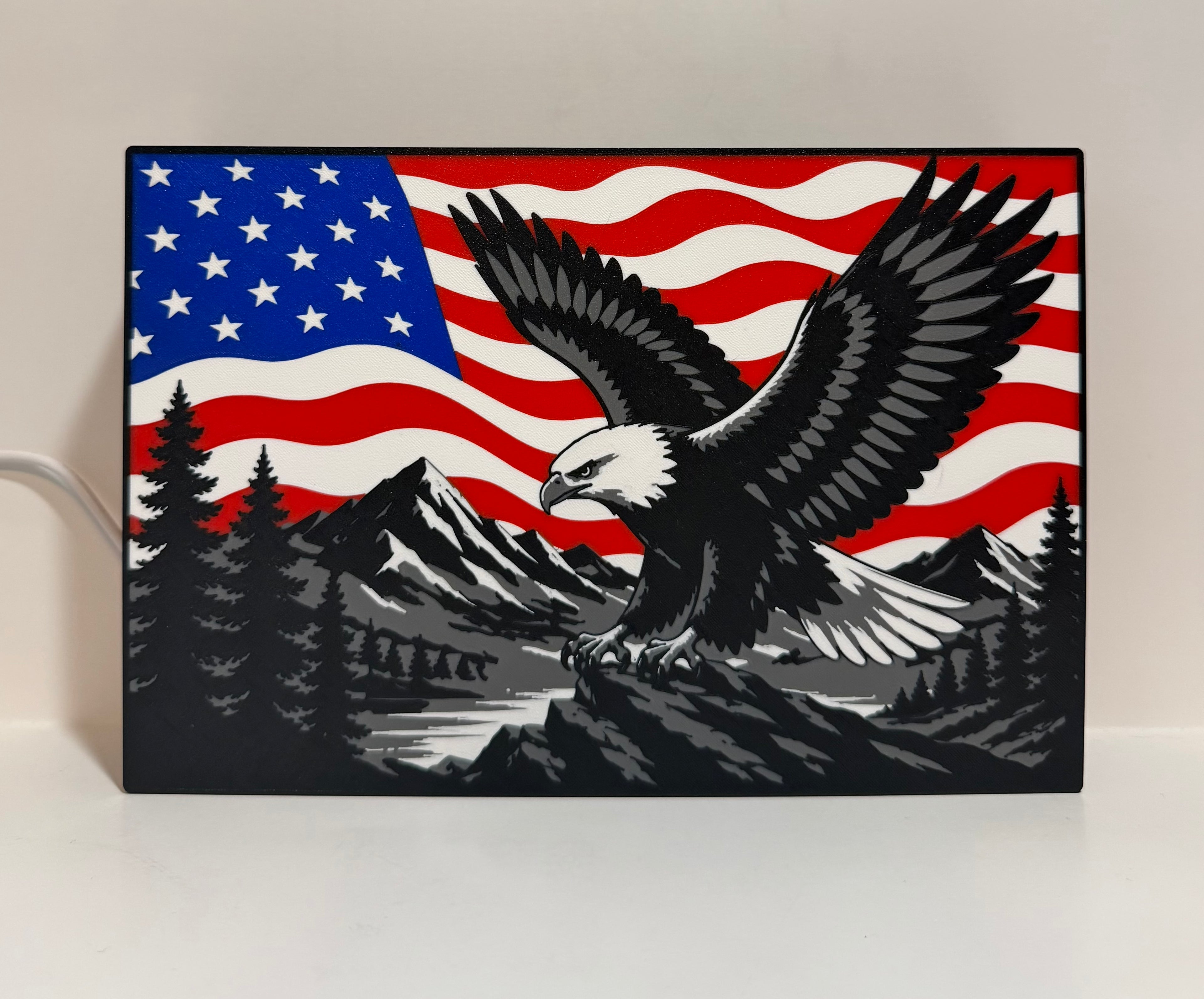 Bald Eagle LED Lightbox – Patriotic Wall or Desk Art for Home & Office