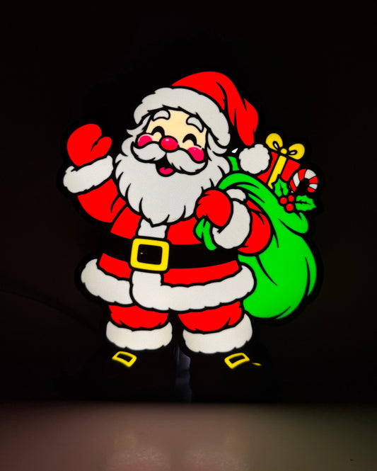 Santa Claus LED Lightbox – Handmade Christmas Holiday Decor