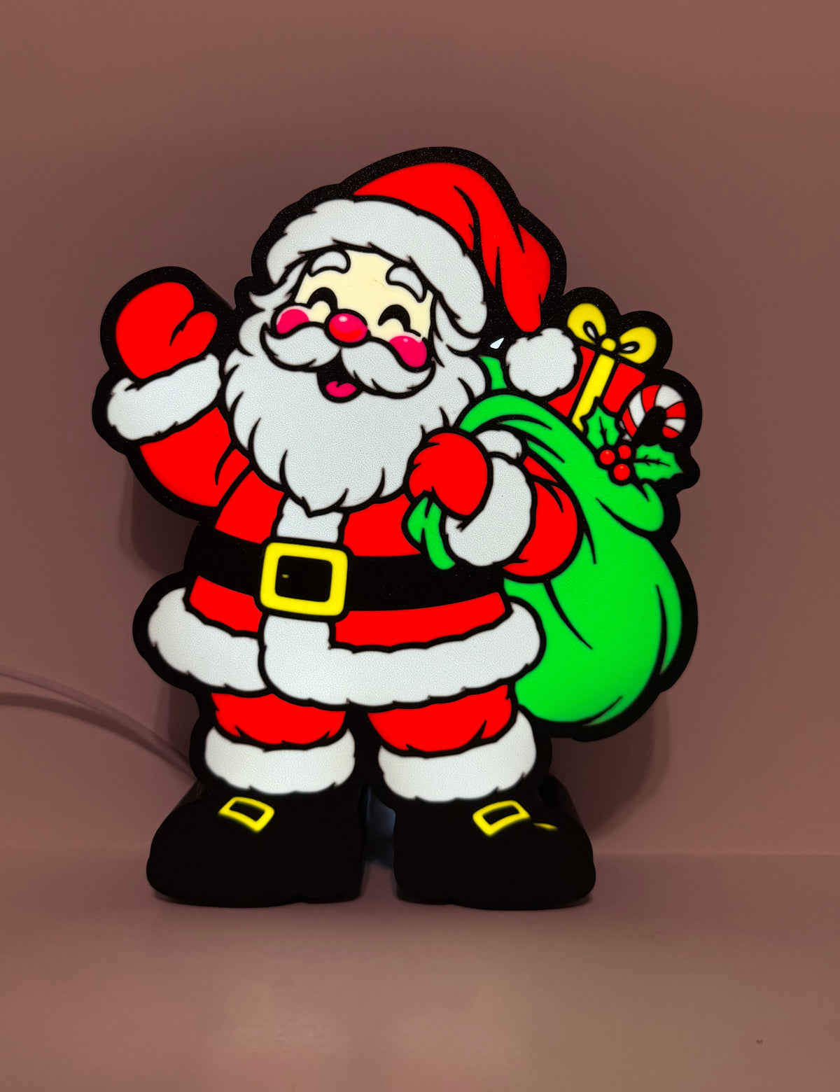 Santa Claus LED Lightbox – Handmade Christmas Holiday Decor