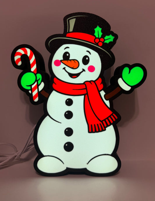 Snowman LED Lightbox – Handmade Christmas Holiday Decor