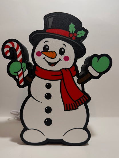 Snowman LED Lightbox – Handmade Christmas Holiday Decor