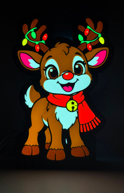 Christmas Reindeer LED Lightbox – Handmade Holiday Decor