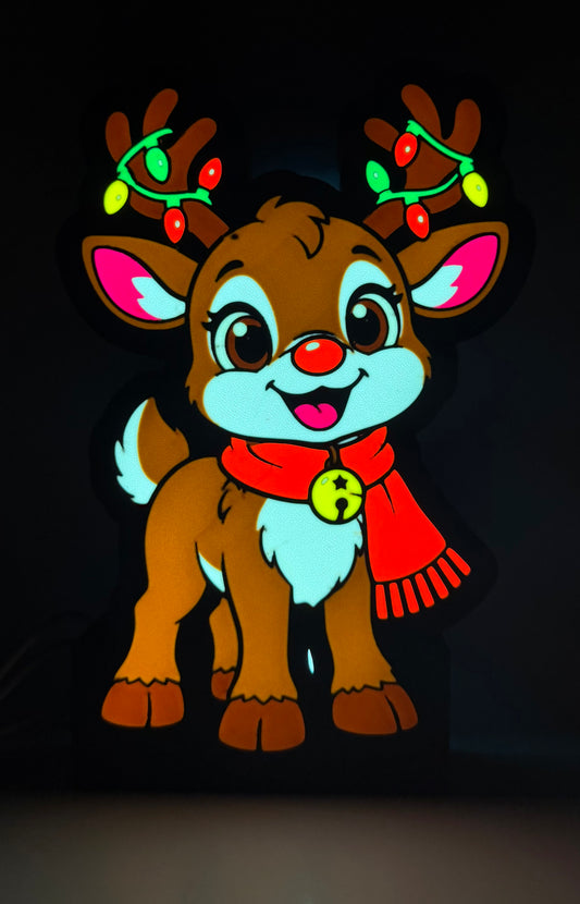 Christmas Reindeer LED Lightbox – Handmade Holiday Decor
