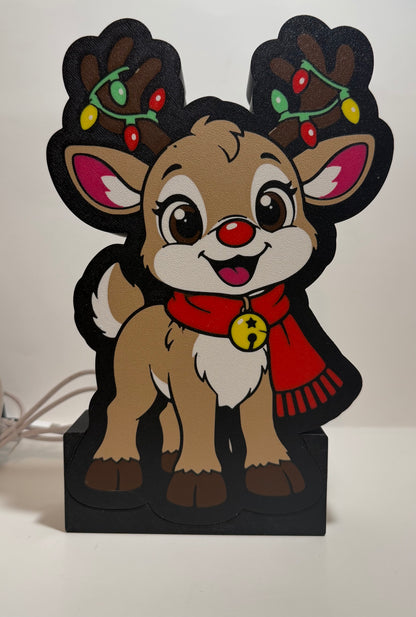 Christmas Reindeer LED Lightbox – Handmade Holiday Decor