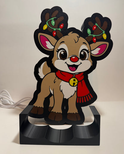 Christmas Reindeer LED Lightbox – Handmade Holiday Decor