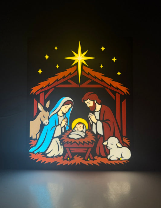 Christmas Nativity Scene LED Lightbox – Illuminated Holiday Decor