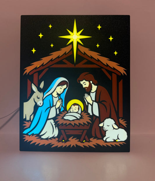 Christmas Nativity Scene LED Lightbox – Illuminated Holiday Decor