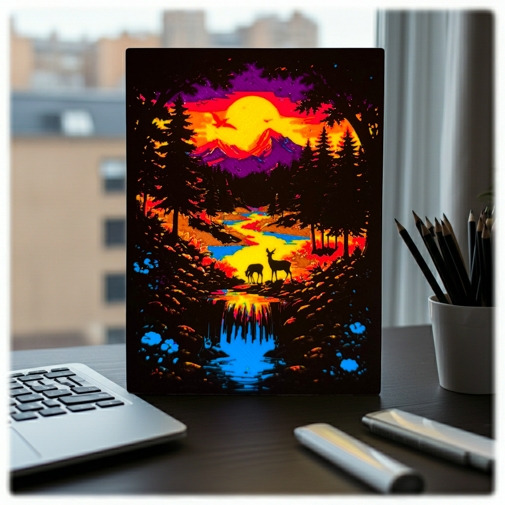 Woodland Waterfall Lightbox – LED Nature Wall Art for Home & Cabin Decor